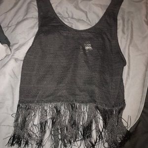 see through crop top with tassels